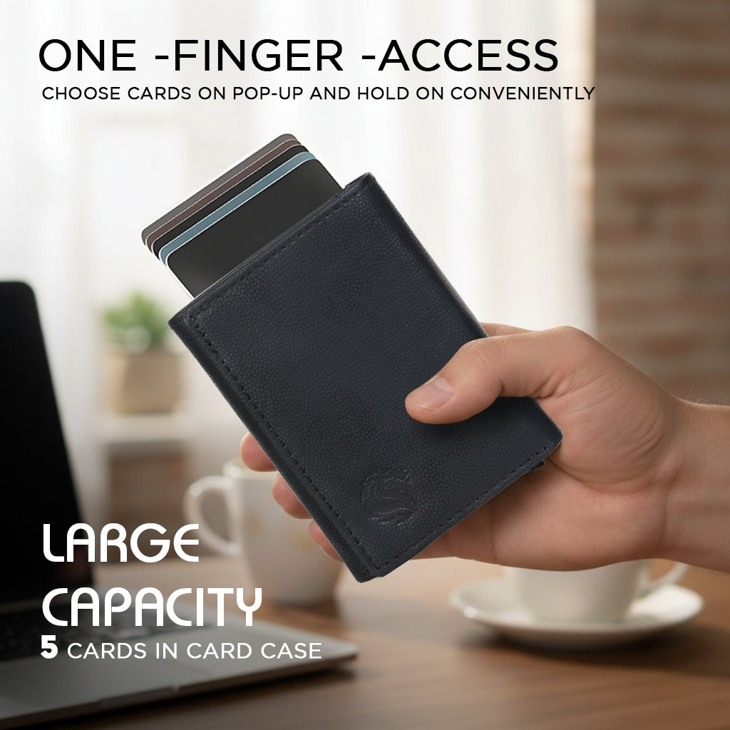 Premium Slim Wallet with One-Finger Access, Secure Card Storage & Cash Pocket