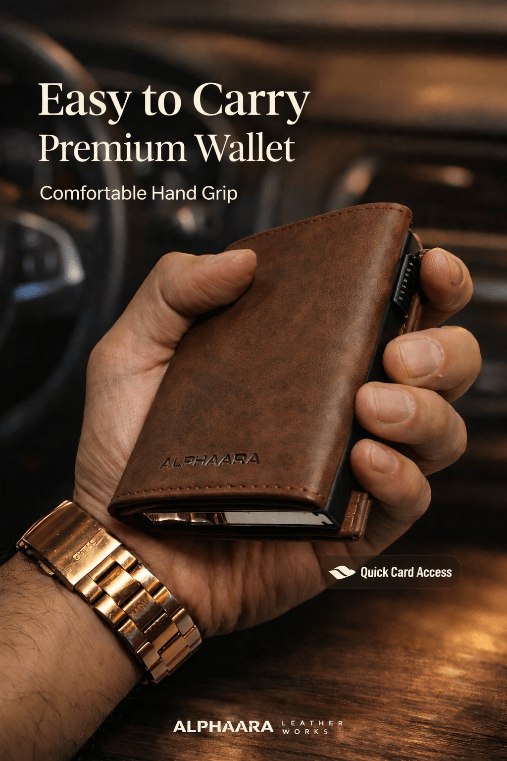 Alphaara Ranger Pro – Smart Side Pop-Up RFID Wallet for Men