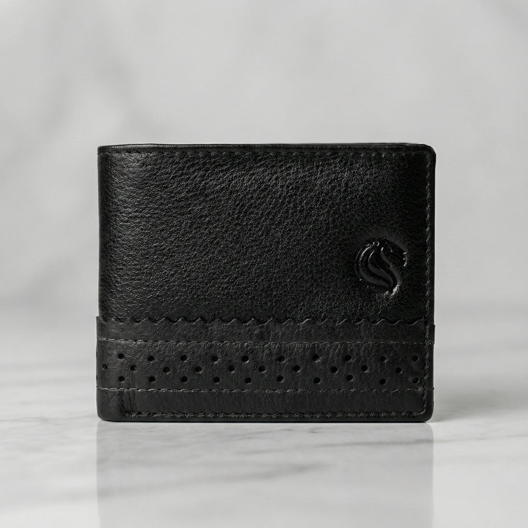 W10 Leather Wallet – Premium Bifold with Perforated Detail