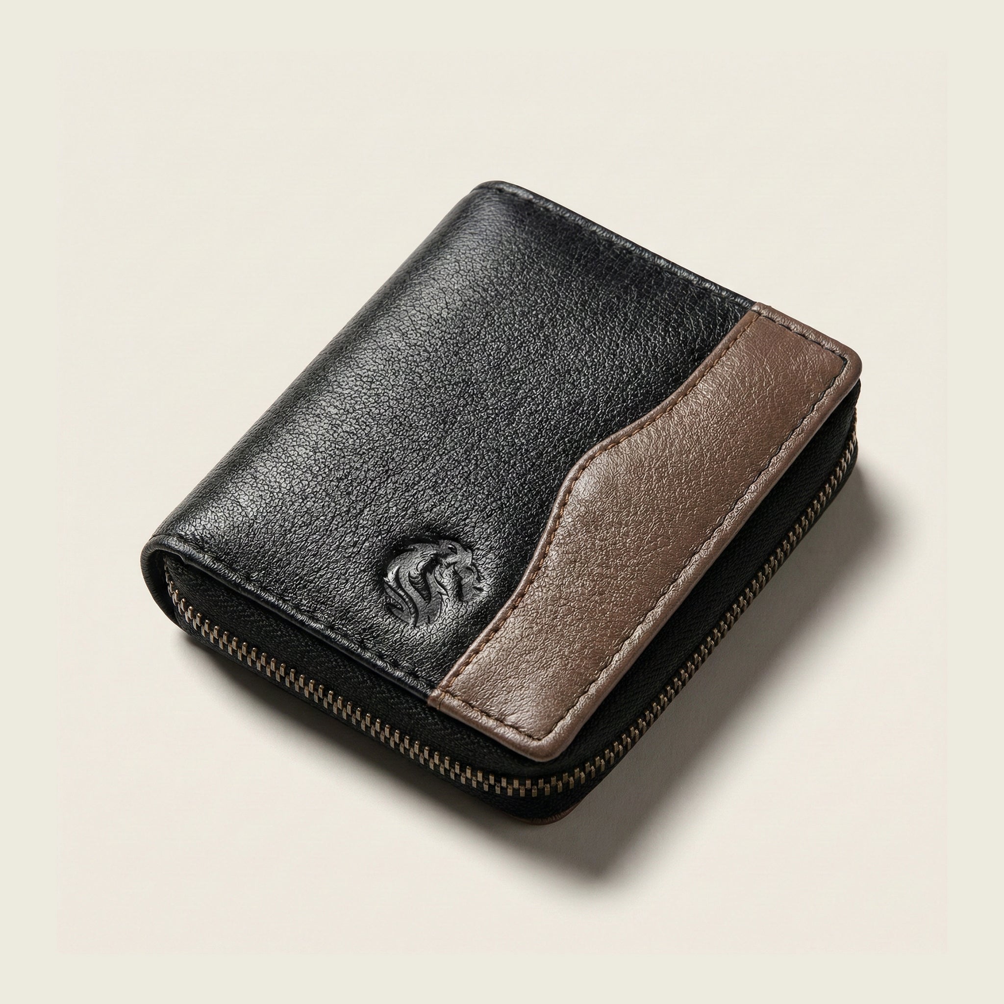 W12 Leather Wallet – Premium Zip Wallet with Two-Tone Design
