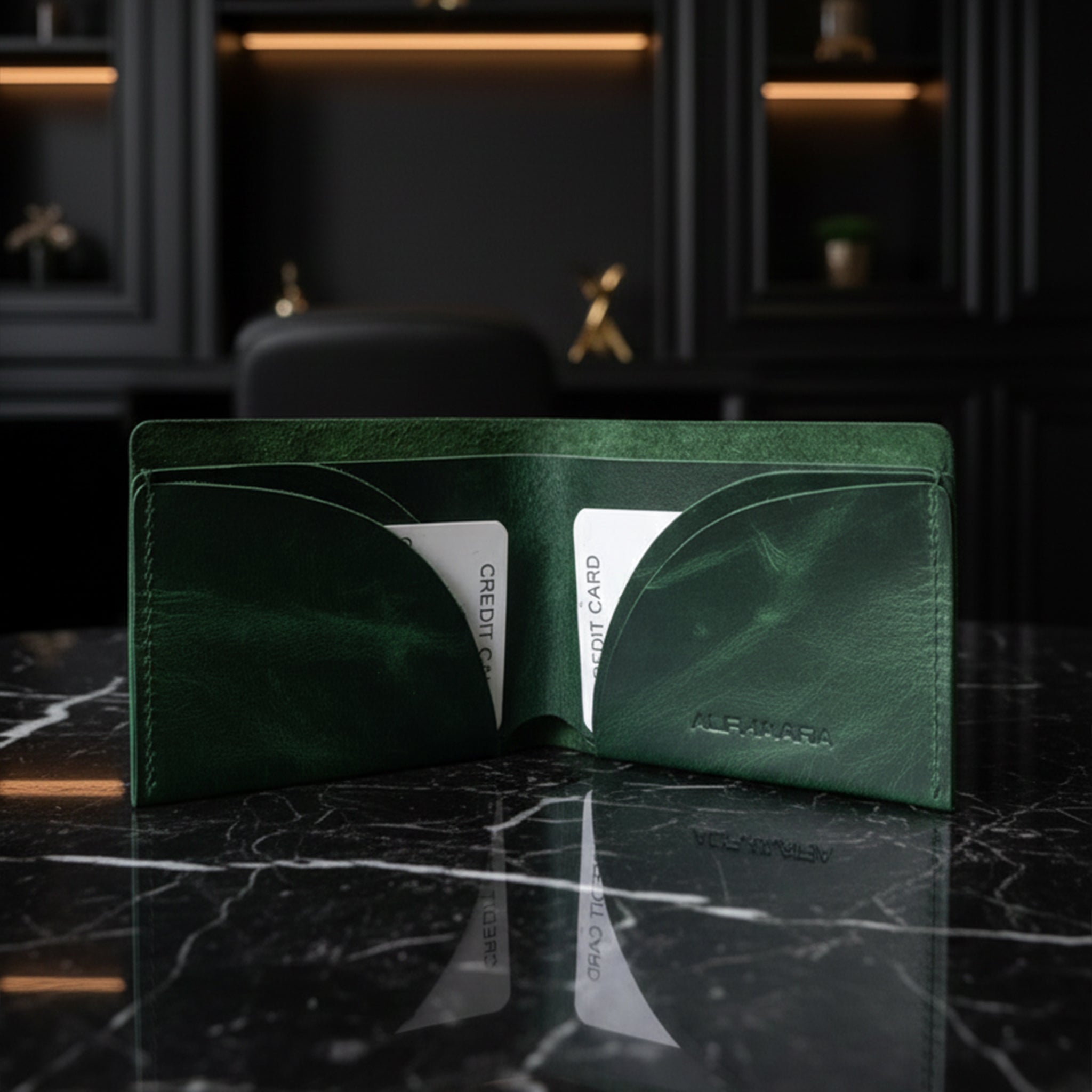 Moon Cut Leather Wallet – Premium Bifold with Curved Card Slots