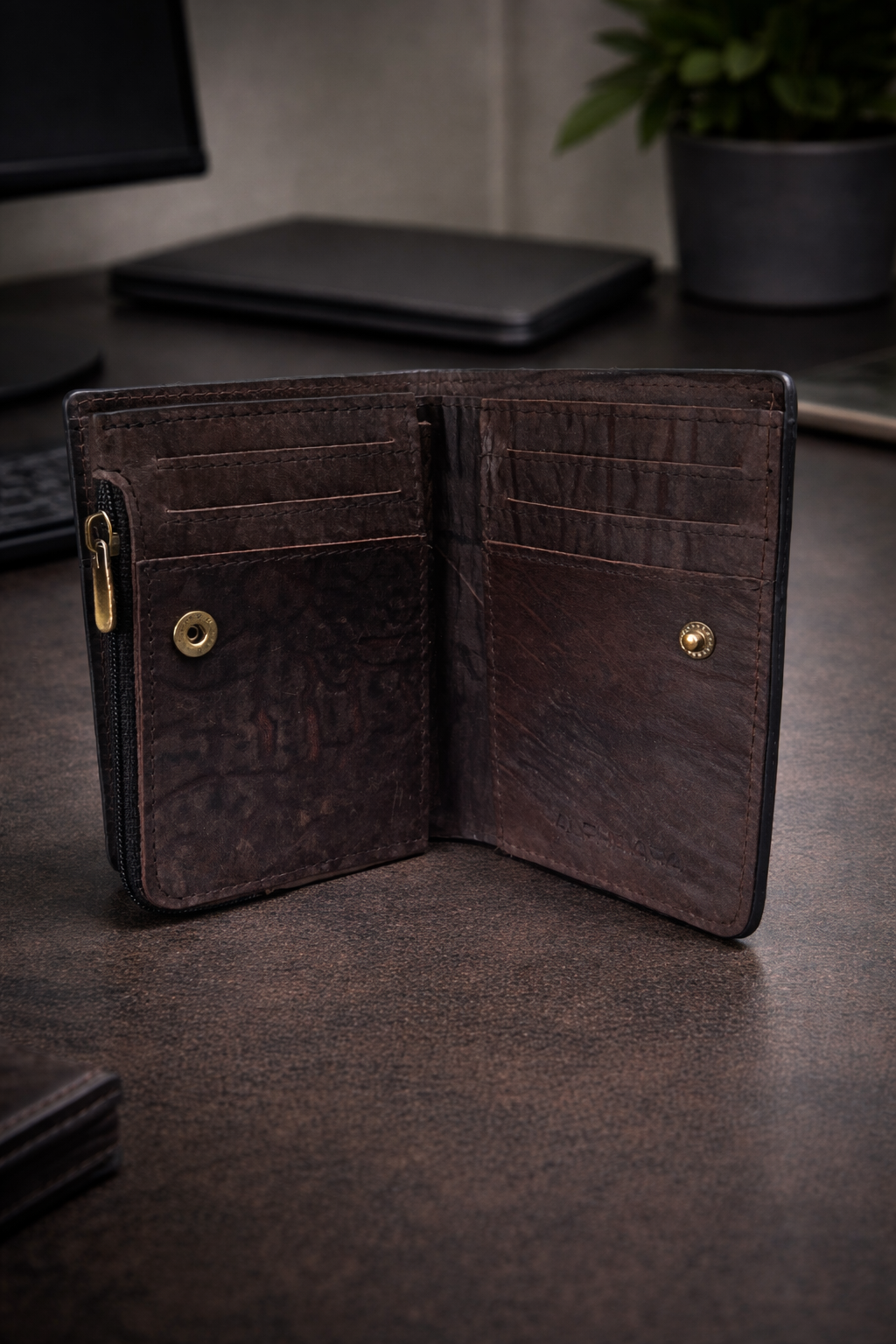 Premium Leather Notecase with Secure Strap Closure