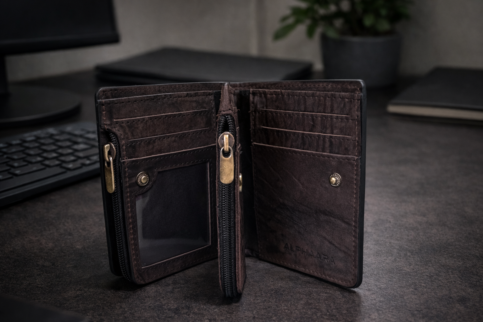 Premium Leather Notecase with Secure Strap Closure