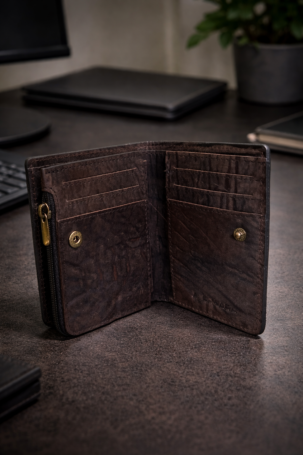 Premium Leather Notecase with Secure Strap Closure