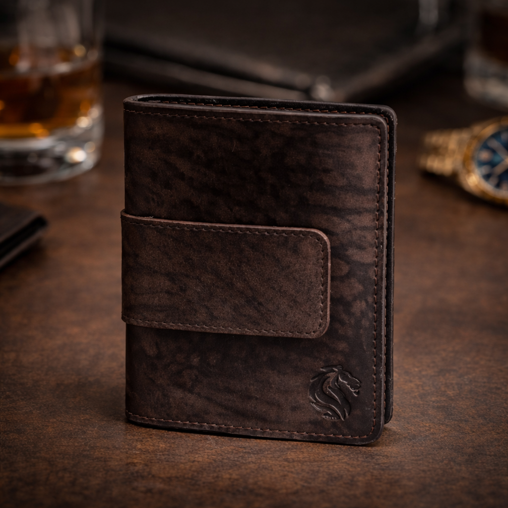 Premium Leather Notecase with Secure Strap Closure