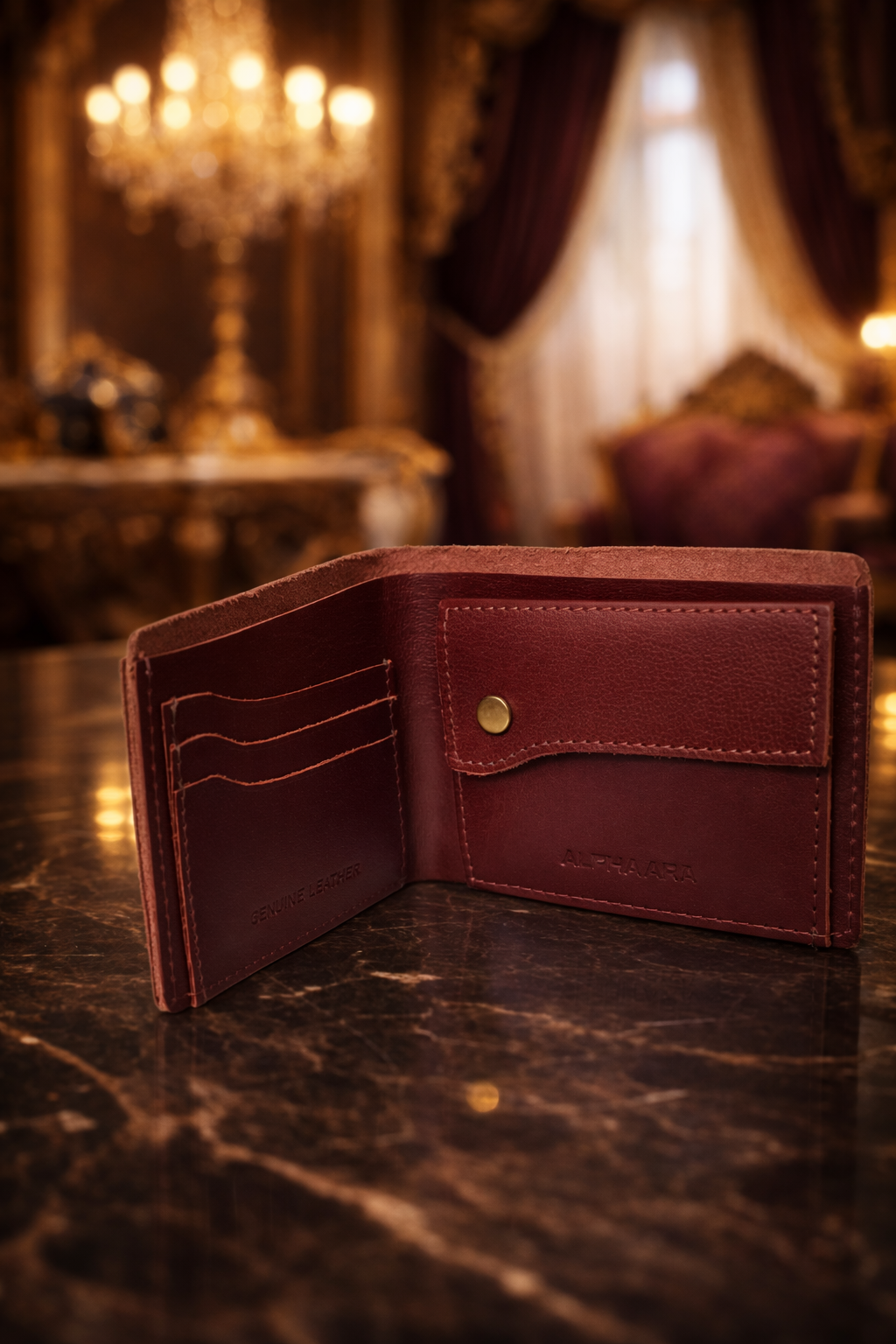 Wine Crunch Leather Wallet – Premium Bifold with Rich Texture