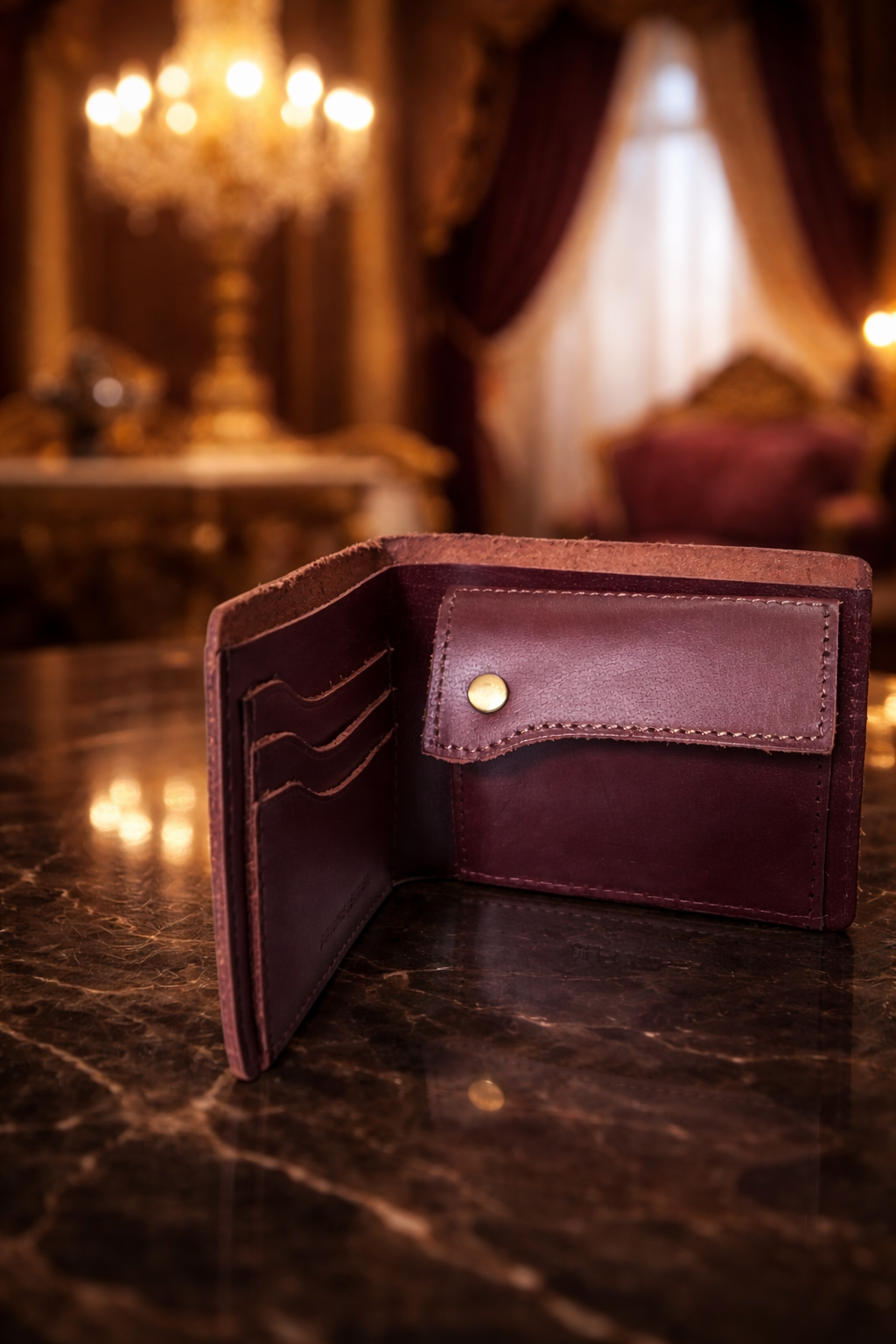Wine Crunch Leather Wallet – Premium Bifold with Rich Texture