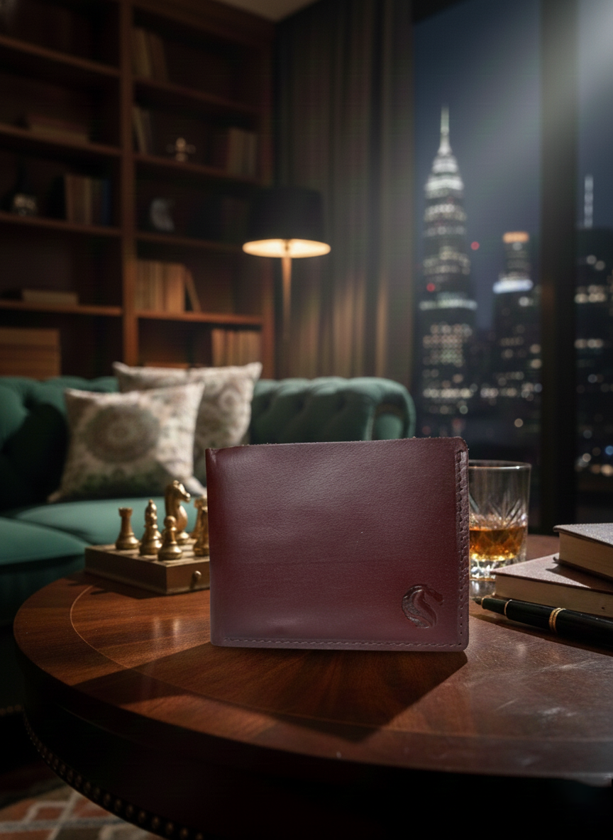 Wine Crunch Leather Wallet – Premium Bifold with Rich Texture