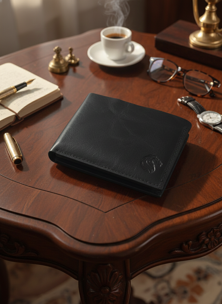 Moon Cut Leather Wallet – Premium Bifold with Curved Card Slots
