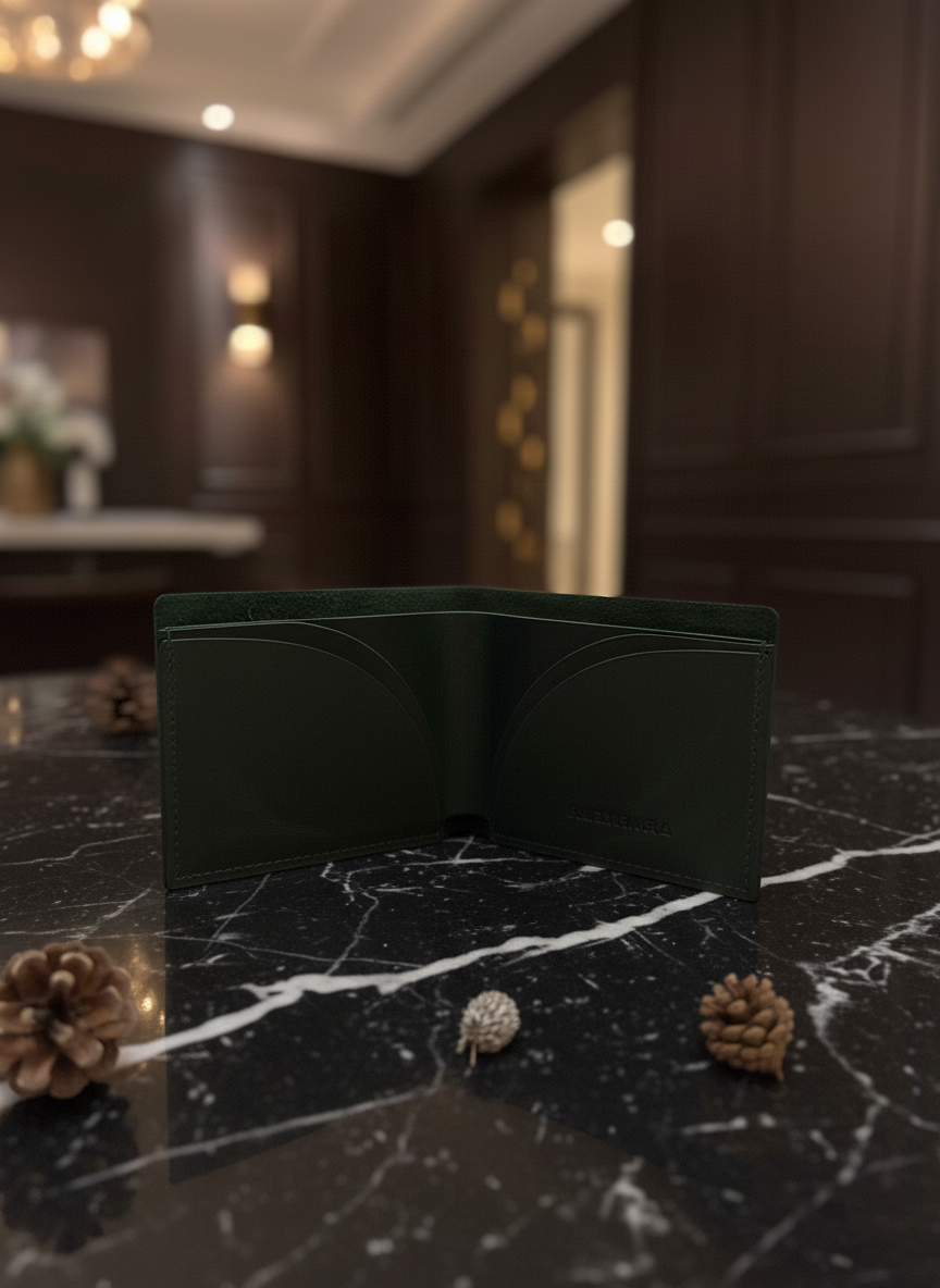 Moon Cut Leather Wallet – Premium Bifold with Curved Card Slots